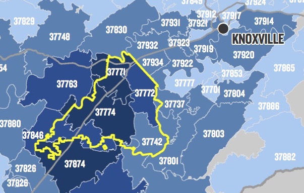 Knoxville Zip Code Map | Map Of The World